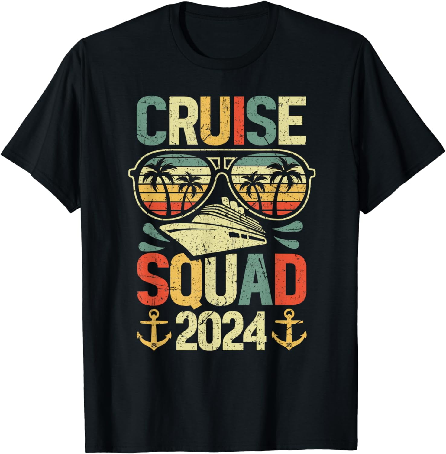 Vintage Cruise Squad 2024 Summer Vacation Family Cruise Ship Cotton T