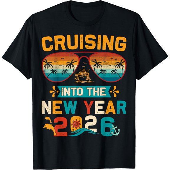 Vintage Cruising Into 2026 New Years Party Family Matching T-Shirt Shirts