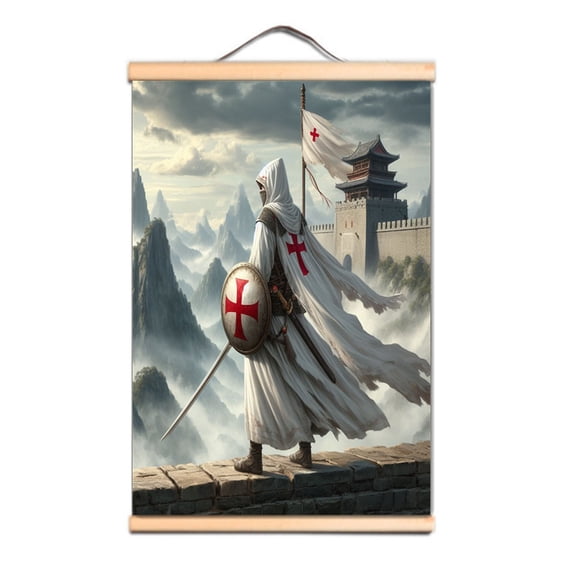 Vintage Crusader Warrior Wall Art - Solid Wood Hanging Banner with Knights Templar Emblem - Ideal Decoration for Christian History Lovers and Medieval Enthusiasts 1,Multicolor,11.8X17.7 inches