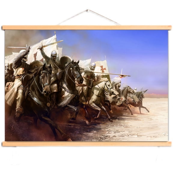 Vintage Crusader Warrior Wall Art - Solid Wood Hanging Banner with Knights Templar Emblem - Ideal Decoration for Christian History Lovers and Medieval Enthusiasts 8,Multicolor,40X30 CM