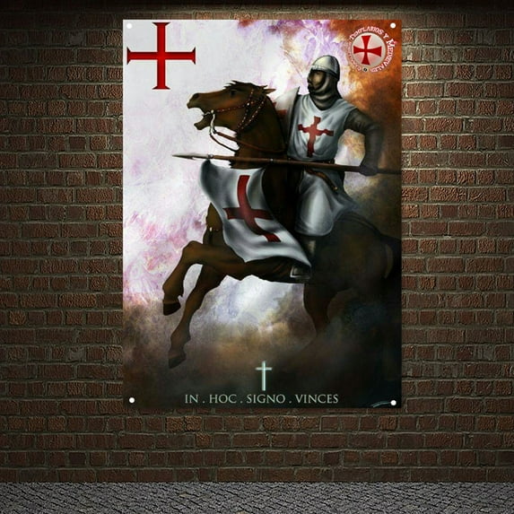 Vintage Crusaders Armor Warrior Tapestry Wall Art Posters Knights Templar Banner 38" x 57"