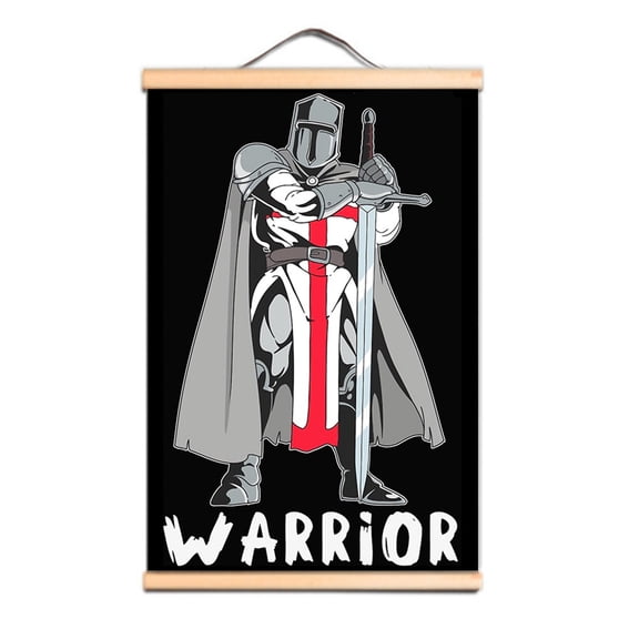 Vintage Crusades Armor Warrior Wall Art Posters Canvas Scroll Painting Knights Templar Wall Hanging Flag For Home Decoration 0,Multicolor,15.7X23.6 inches