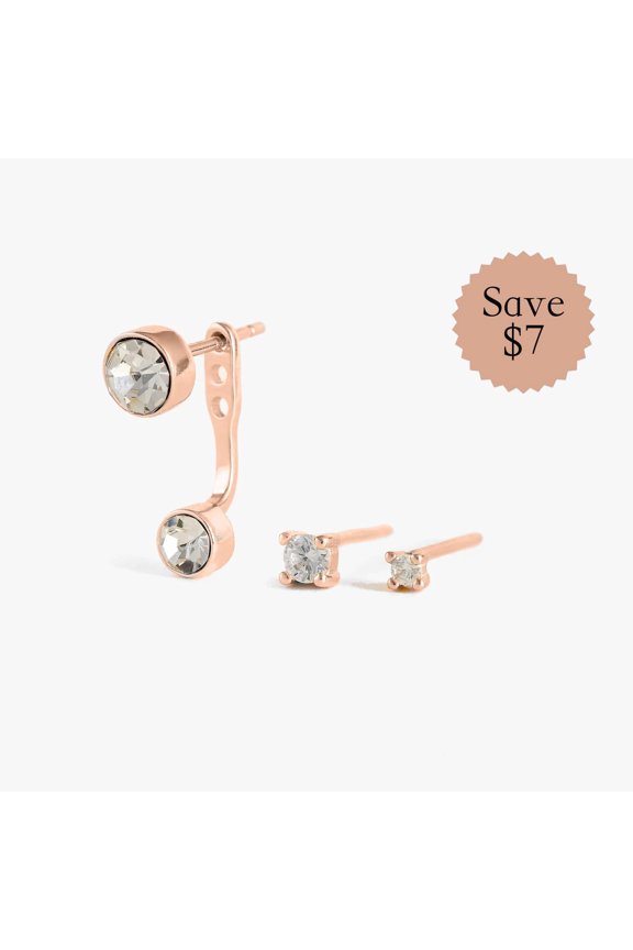 Vintage Crystal 3A CZ  Stacking Earring Set