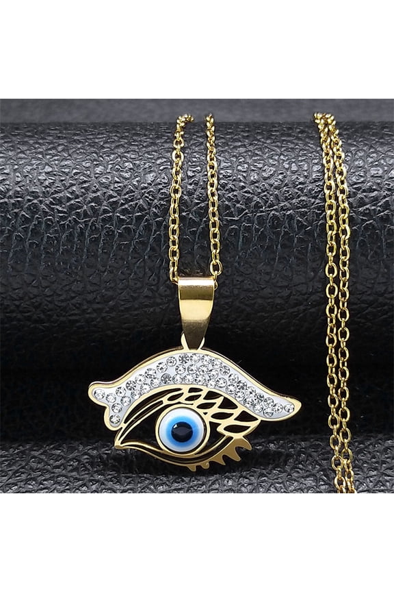 Vintage Crystal Evil Demon Eye Choker Necklaces for Women 14K Yellow Gold Necklaces Jewelry collares mujeres