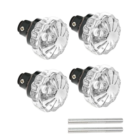 Vintage Crystal Glass Door Knobs with Antique Mortise Locks Oil Rubbed Bronze 2 Pack