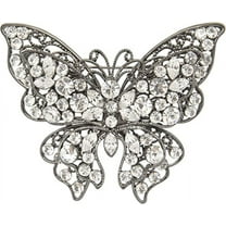 Vintage Crystal Rhinestone Brooch Pin (Gunmetal Butterfly)