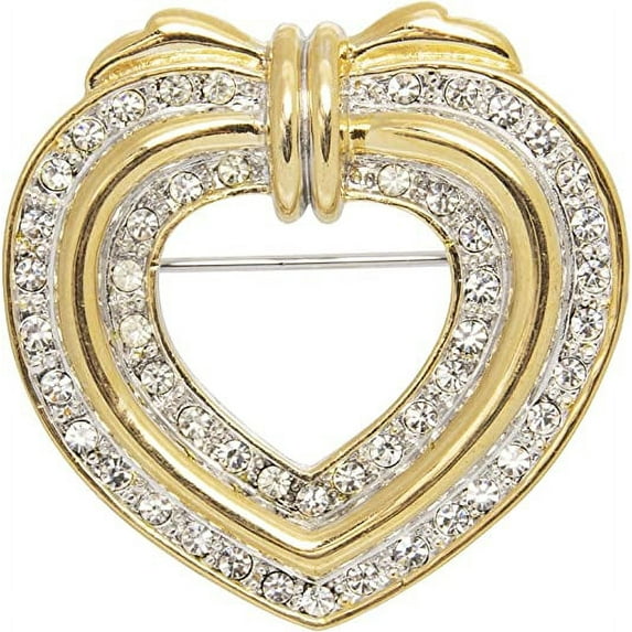 Vintage Crystal Rhinestone Brooch Pin (Hearts)