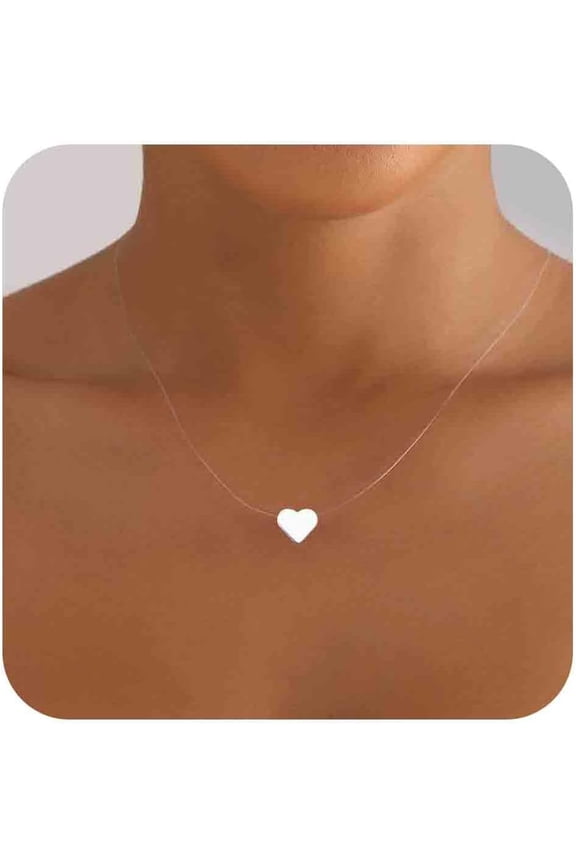 Vintage Crystal Star Pendant Necklace Silver Rhinestone Star Choker Necklace Transparent Invisible Chain Necklace Cz Fishing Line Necklace Chain Jewelry for Women