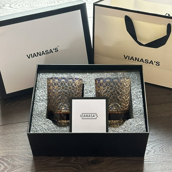 Vintage Crystal Whiskey Glasses Hand Engraved Cut Glass Barware Japanese Craftsmanship Drinking Cups