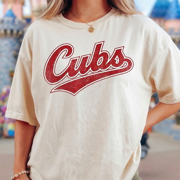 Vintage Cubs Shirt, Retro Chicago Baseball T-Shirt, Sports Fan Apparel,Sand Color,Size XL