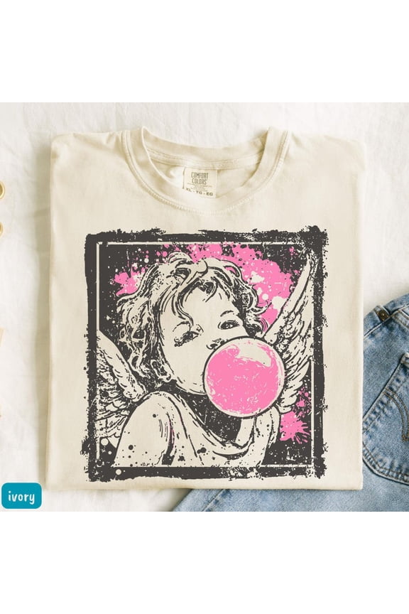Vintage Cupid Graphic Tee, Retro Cherub Angel Illustration Design, Comfort Colors Unisex Cotton T-Shirt Size S-3XL