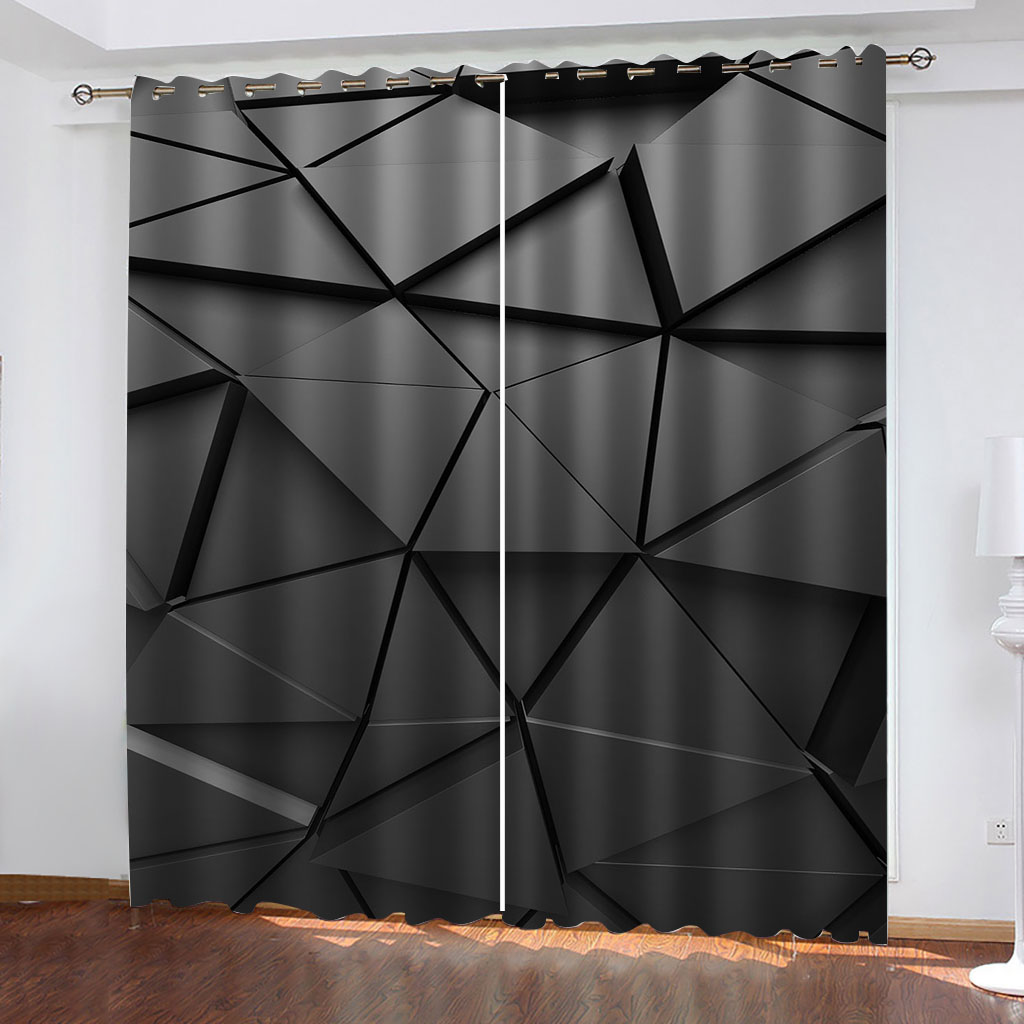 Vintage Curtain 3D Creative Geometric Art Window Curtains For Living ...