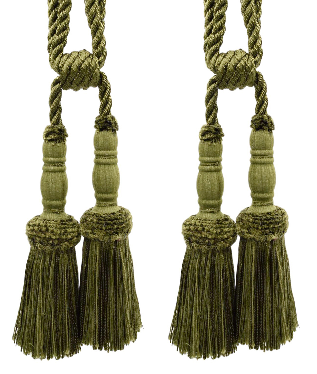 DecoPro Tassel-Fringe Quasten-Borte – Olivgrün/gold/weiß, 8,9 Cm Lang, Pro Yard (91,5 Cm)