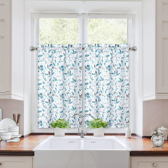 Vintage Curtain Valance, Rod Pocket Floral Print Retro Small Curtain Valance