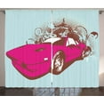 thumbnail image 1 of Ambesonne Vintage Curtains 2 Panel Set, Old Car Cartoon Style, 108" x 84", Pale Blue Hot Pink, 1 of 3