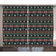 thumbnail image 1 of Ambesonne Vintage Curtains 2 Panel Set, Eastern Doodles, 108" x 84", Dark Coral Aqua Yellow, 1 of 3