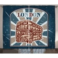 thumbnail image 1 of Ambesonne Vintage Curtains 2 Panel Set, English Bus Grunge Art, 108" x 108", Blue Red Beige, 1 of 3
