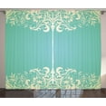 thumbnail image 1 of Ambesonne Vintage Curtains 2 Panel Set, Flora Curlicues, 108" x 96", Seafoam Cream, 1 of 3