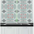 thumbnail image 1 of Vintage Curtains 2 Panels Set, Ornamental Composition with Floral Elements Curlicues, Window Drapes for Living Room Bedroom, 55"W X 39"L,Seafoam Dark Coral and Charcoal Grey, by Ambesonne, 1 of 2