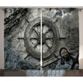 thumbnail image 1 of Ambesonne Vintage Curtains 2 Panel Set, Steering Wheel Grunge, 108" x 84", Charcoal, 1 of 3