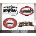 thumbnail image 1 of Ambesonne Cars Curtains 2 Panel Set, Retro Hot Rod Pop Art Print, 108" x 84", Multicolor, 1 of 3