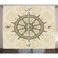 thumbnail image 1 of Ambesonne Vintage Curtains 2 Panel Set, Steering Wheel Travel, 108" x 84", Beige Brown, 1 of 3