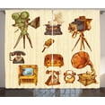 thumbnail image 1 of Ambesonne Vintage Curtains 2 Panel Set, Retro Old Technology, 108" x 63", Cream and Pale Caramel, 1 of 3