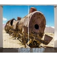 thumbnail image 1 of Ambesonne Vintage Curtains 2 Panel Set, Steam Train Locomotive, 108" x 84", Blue Brown, 1 of 3