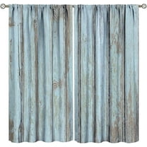 Vintage Curtains Blue Wood Planks Texture Rustic Country Farmhouse Barn Door Curtain With Rod Pocket For Bedroom Living Room Home Decor Drapes Window Treatments 42"W x 63"L (Pack of 2)
