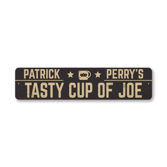 Vintage Custom Coffee Bar Aluminum Metal Decor Sign - 4x18 inches