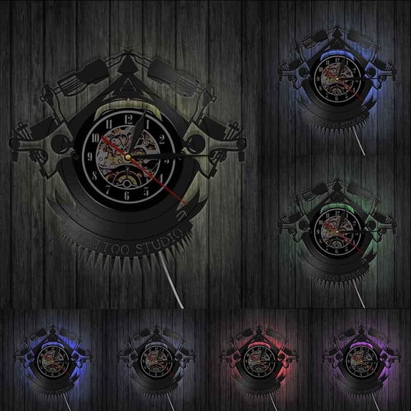 Vintage Custom Tattoo Vinyl Record Wall Clock Custom Order Your design Your logo Your Image Personalized Tattoo Shop Vinyl Clock