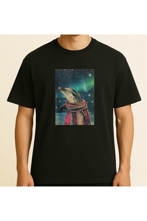 Vintage Cute Dolphin Art Winter Inspirational Funny T-Shirt