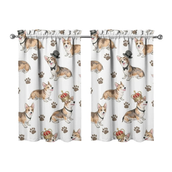 Vintage Cute Puppy Tier Kitchen Curtains for Bathroom Living Rod Pocket Window Drapes 28"x39" 2 Panels Window Treatment Tiers