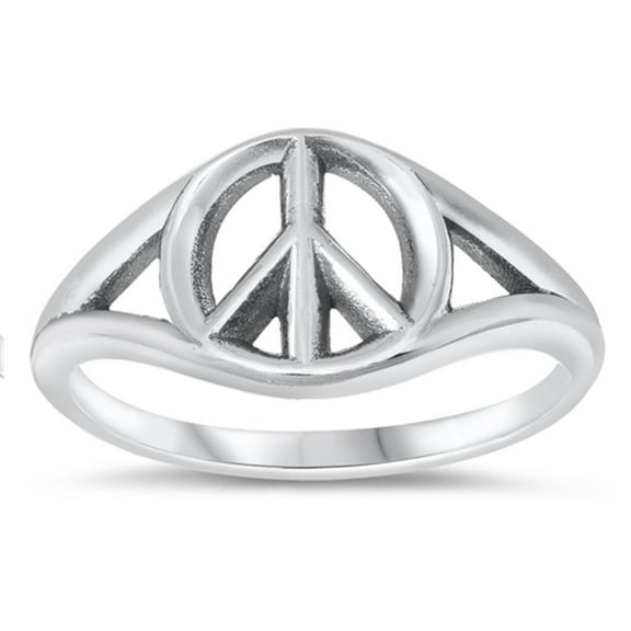 Vintage Cutout Peace Sign Hippie Symbol Sterling Silver Ring 925 Jewelry Female Male Unisex Size 7