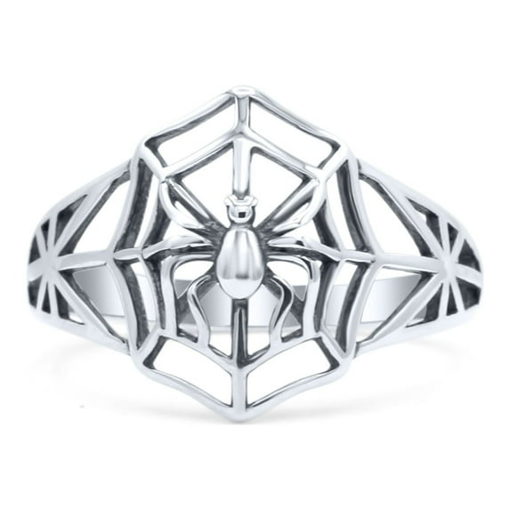 Vintage Cutout Spider Web Stylish Oxidized Ring Band 925 Sterling Silver Size 7