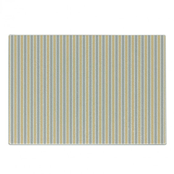 Vintage Cutting Board, Blue and White Vertical Stripes on Orange Background Geometric Pattern, Decorative Tempered Glass Cutting and Serving Board, Small Size, Orange White Cadet Blue, by Ambesonne
