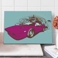 thumbnail image 1 of Vintage Cutting Board, Custom Collector's Old Car Grunge Background Cartoon Like Funky Art, Decorative Tempered Glass Cutting and Serving Board, Large Size, Pale Blue Hot Pink, by Ambesonne, 1 of 1