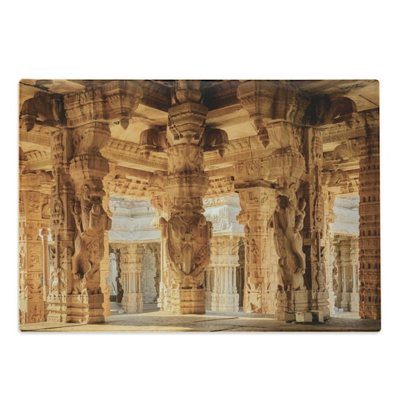 Vintage Cutting Board, Historical Columns Architecture Ruins Famous Monument Culture Picture Print, Decorative Tempered Glass Cutting and Serving Board, Large Size, Sand Brown, by Ambesonne