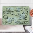 thumbnail image 1 of Vintage Cutting Board, Illustration of Old Toys on Grunge Setting Teddy Bear Train Ball, Decorative Tempered Glass Cutting and Serving Board, Large Size, Beige Black, by Ambesonne, 1 of 5