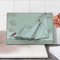 thumbnail image 1 of Vintage Cutting Board, Illustration of a Retro View of Antique American Yacht with Flags Ocean, Decorative Tempered Glass Cutting and Serving Board, Small Size, Pale Grey Tan White, by Ambesonne, 1 of 1