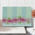 thumbnail image 1 of Vintage Cutting Board, Pink Peony Border on Vertical Striped Tile Bridal Wedding Design, Decorative Tempered Glass Cutting and Serving Board, Large Size, Pale Pink Pale Blue, by Ambesonne, 1 of 1