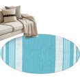 thumbnail image 1 of Vintage Cyan Blue Striped Round Rug 4ft Washable Circle Entryway Rugs Non Slip Farmhouse Modern Stripes Boho Area Rug Indoor Floor Carpet for Bedroom Kitchen Living Room Office Dining Room Nursery, 1 of 9