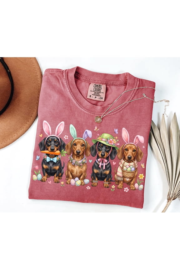 Vintage Dachshund Easter Eggs Comfort Colors Dog T-Shirt - Perfect Gift for Dog Lovers