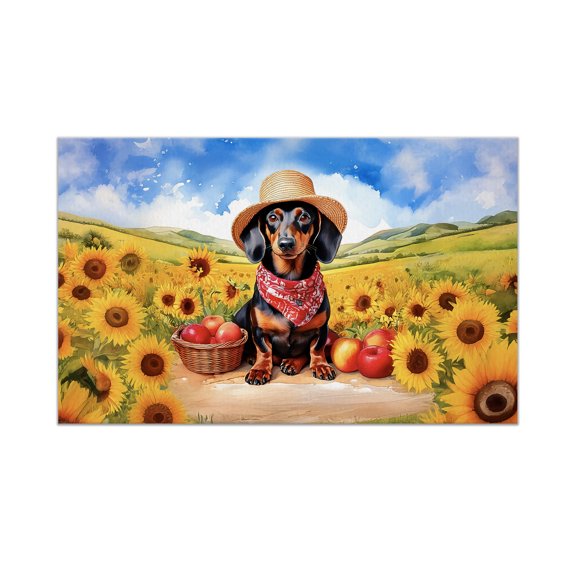 Vintage Dachshund Says Hello Mother's Day Summer Sunflower Field Doormat Wiener Dog Lover Gifts Idea Indoor Outdoor Welcome Mat - 12005