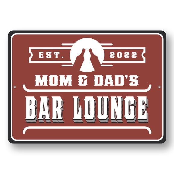 Vintage Dad And Mom Bar Aluminum Metal Decor Sign - 4x18 inches