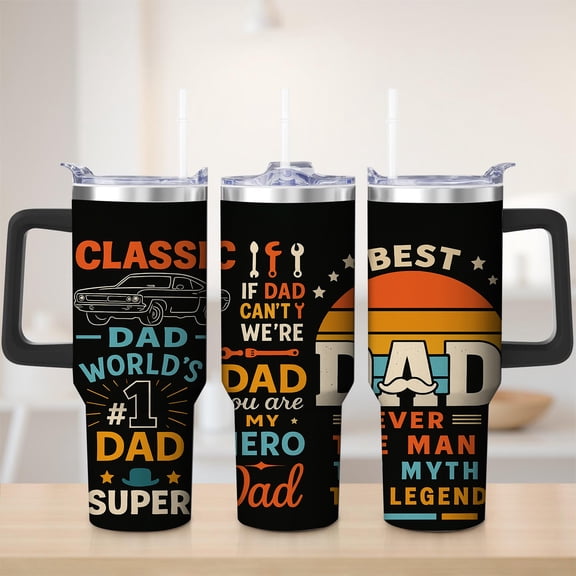 Vintage Dad Classic Stainless Steel Insulated Mug with Lid and Handle, 30oz