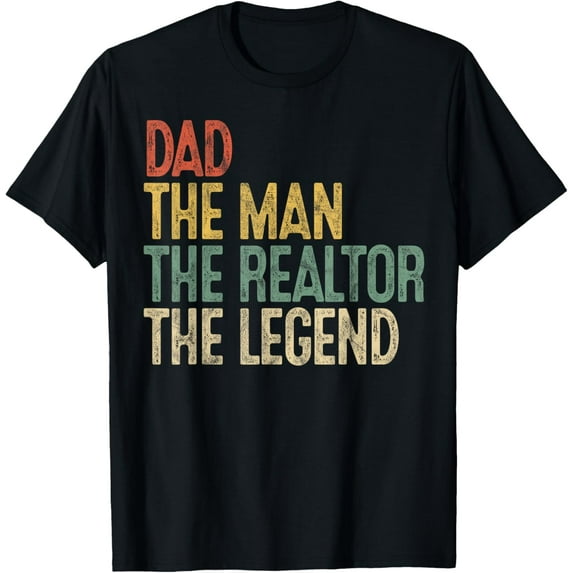 t-shirt Vintage Dad Man Realtor Legend Gift Father Real Estate Agent T-Shirt mens，black，women，funny，men，journey，Crew Neck, Short Sleeve,printing