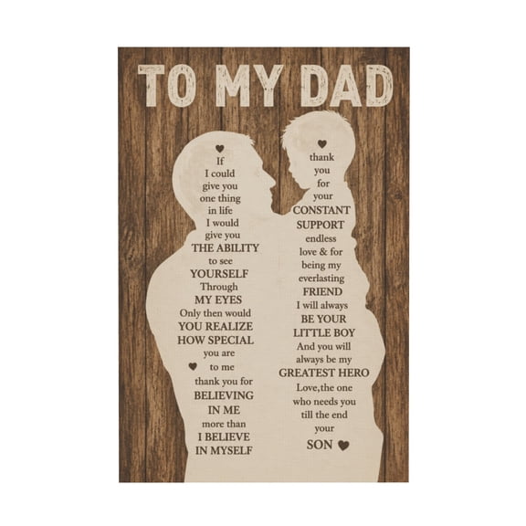 Vintage Dad Quote Canvas Wall Art Home Decor Gift for Father or Husband 12*18in