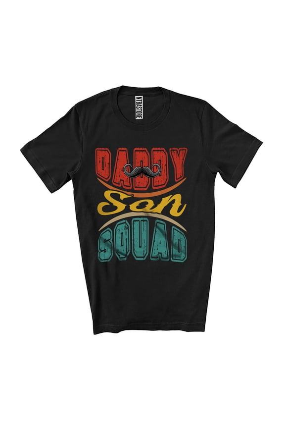 Vintage Daddy Son Squad; Humorous Father's Day Mustache; Matching Men Family Group Unisex T-Shirt