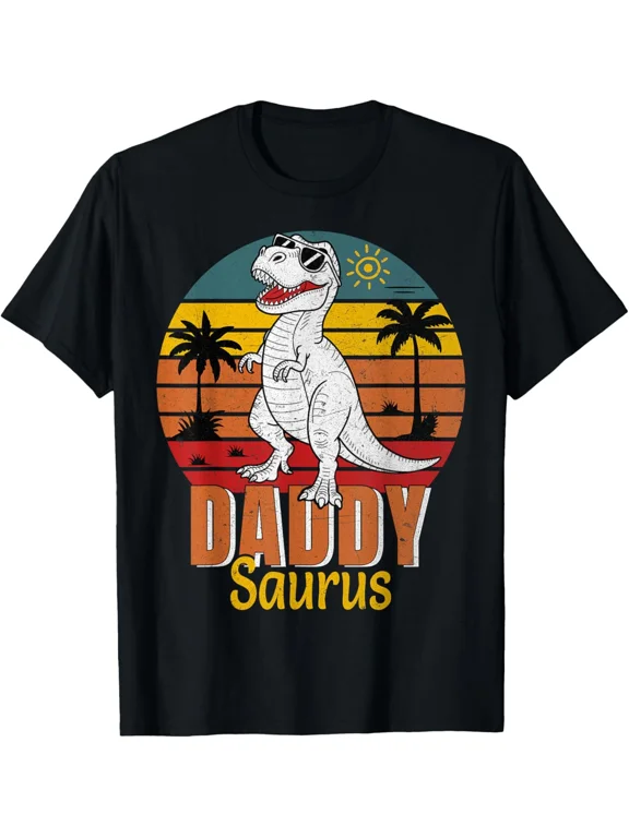 Vintage Daddysaurus T-Rex Dinosaur Dad Funny Father's Day T-Shirt Gift for Dad,